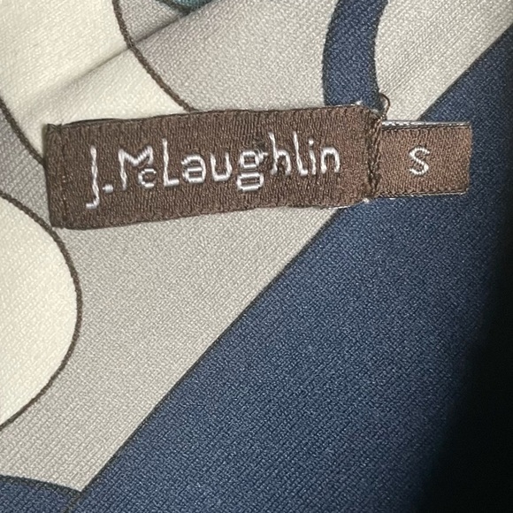 J McLaughlin Blue Green Yellow S Retro Print Catalina Cloth Sheath Dress in EUC - Picture 6 of 8